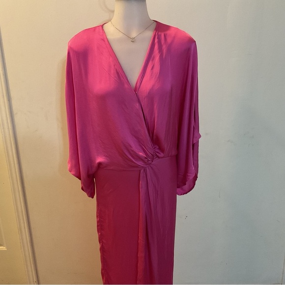 NWT YOUNG FABULOUS & BROKE THE SIREN ASYMMETRIC WRAP DRESS RASPBERRY SIZE S - Picture 5 of 15